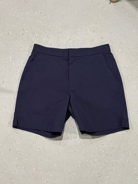 Greyson Men's Flat-Front Seersucker Navy Performance Shorts 🐺 🐺